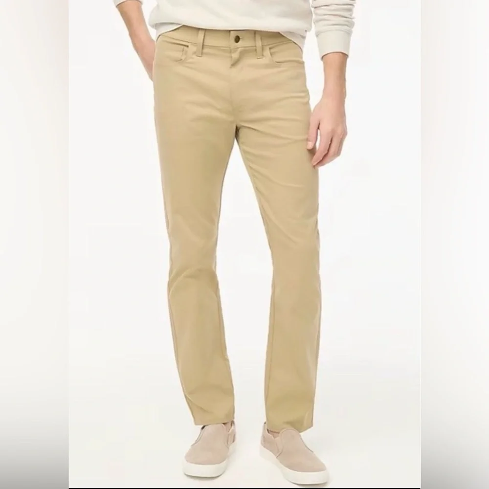 NWT J.Crew Men's Khaki Five-Pocket Tech Straight Flex Pants Chinos